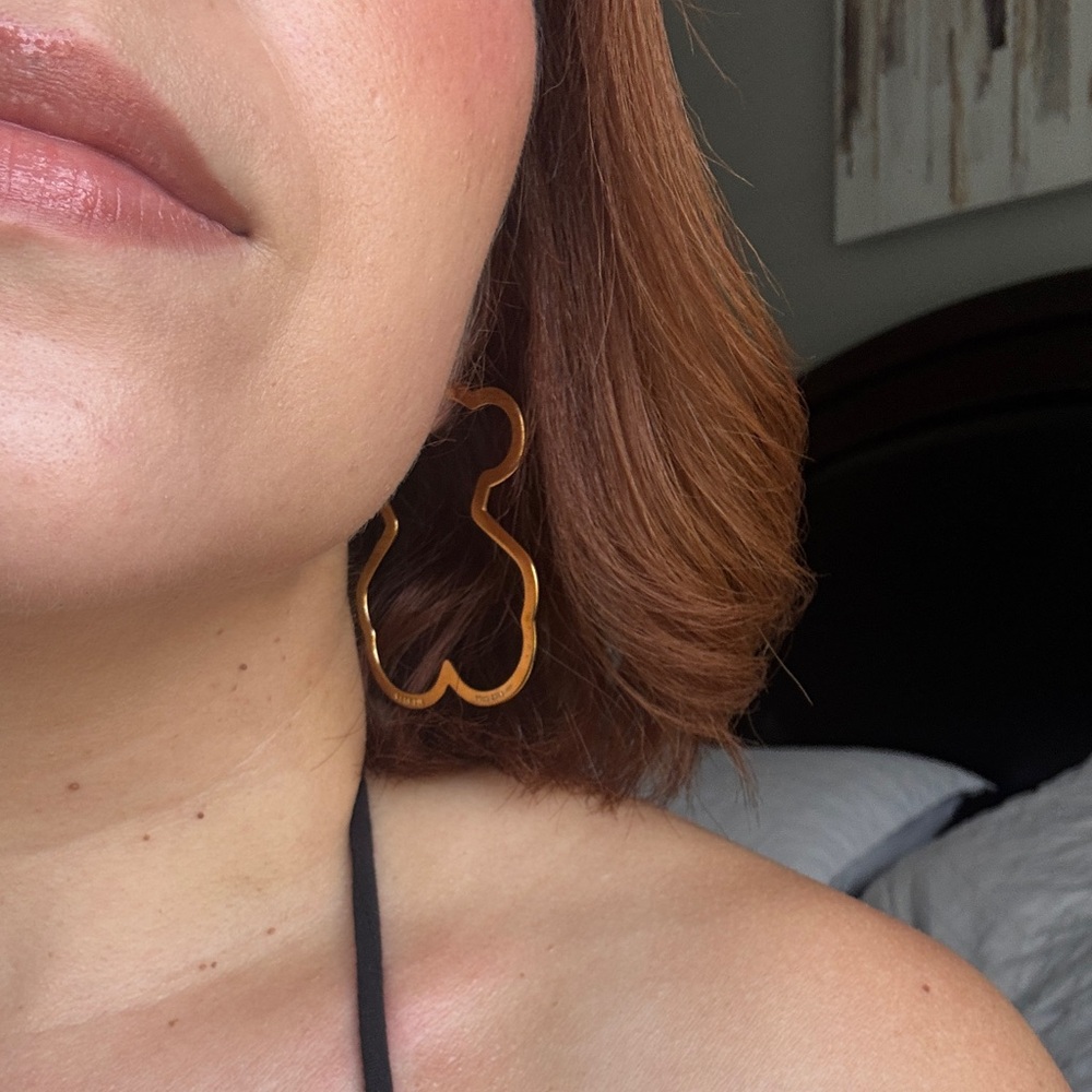 Tous Bear Silhouette Earrings in Gold Vermeil
